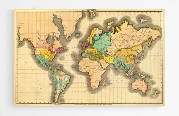 Carte du monde vintage jaune