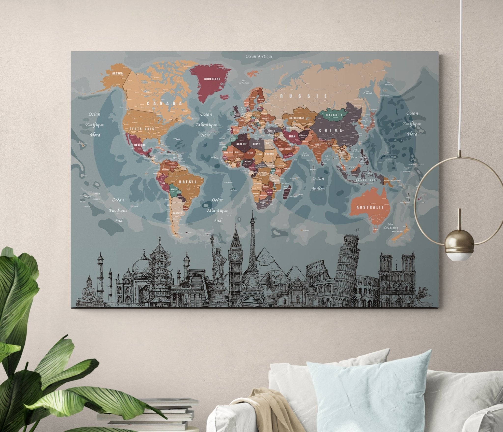 Tableau  Art carte du monde, Tableau carte du monde, Tableau