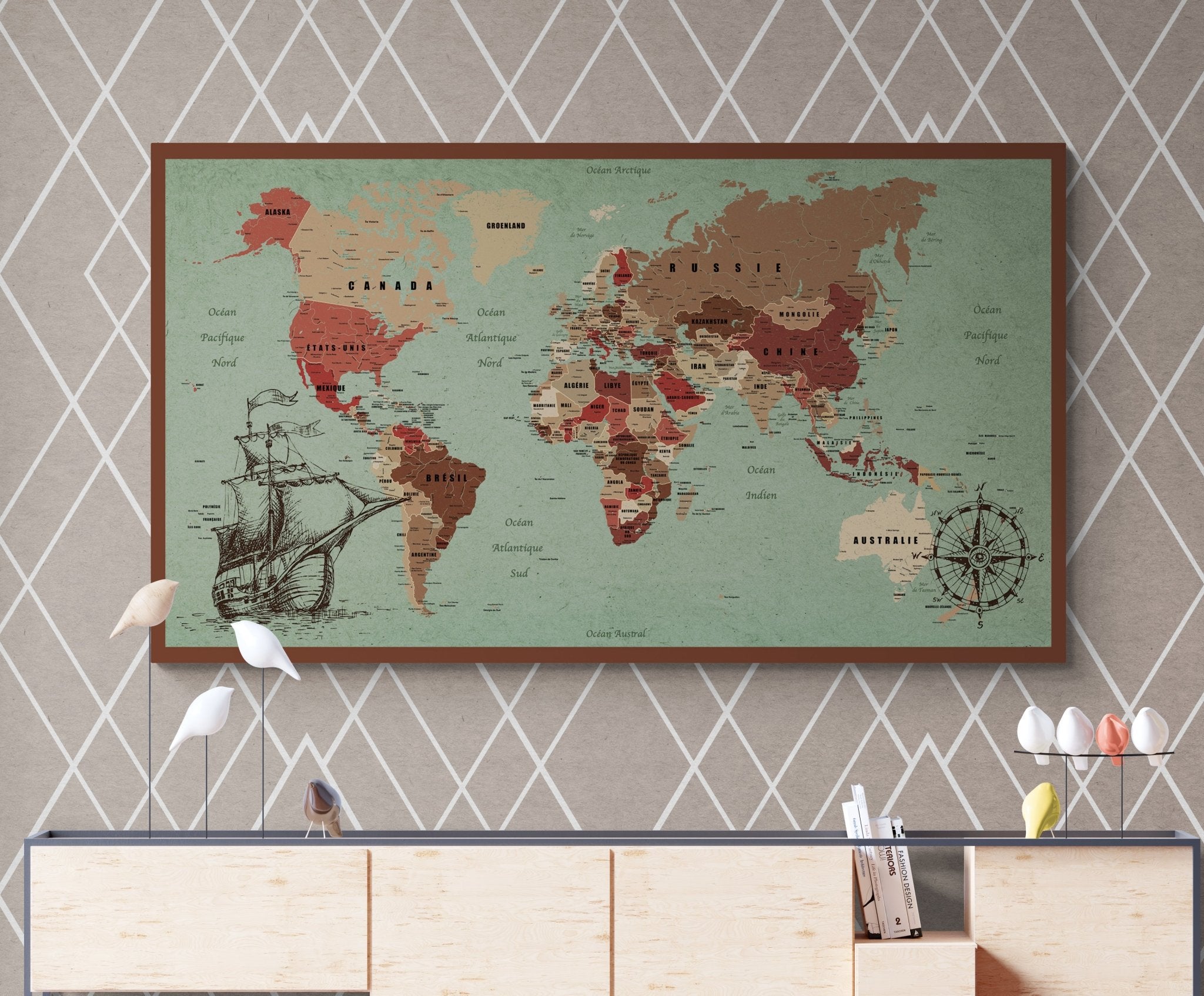 Sticker carte du monde planisphère enfants français - TenStickers