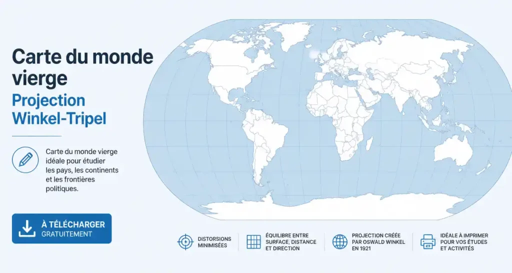 Carte du monde vierge Projection Winkel-Tripel