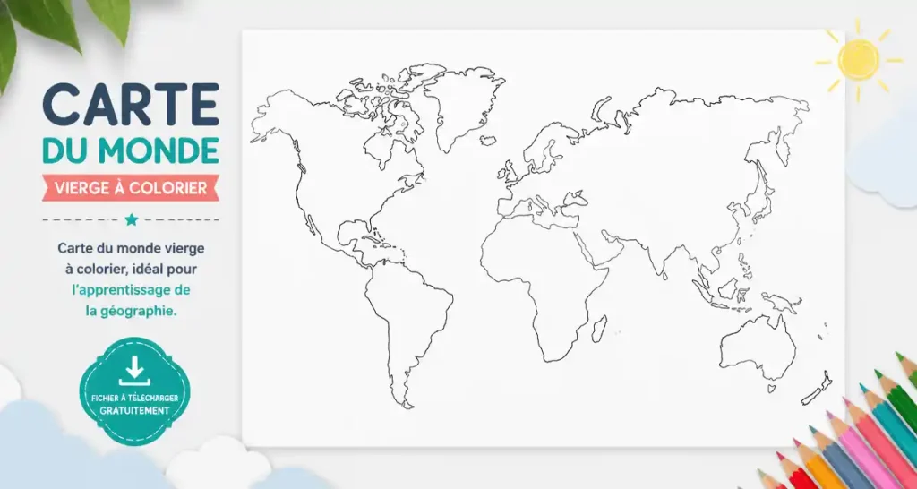 Carte du monde vierge À colorier