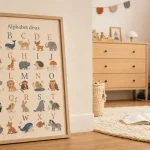 Affiche chambre enfant avec animaux doux et alphabet