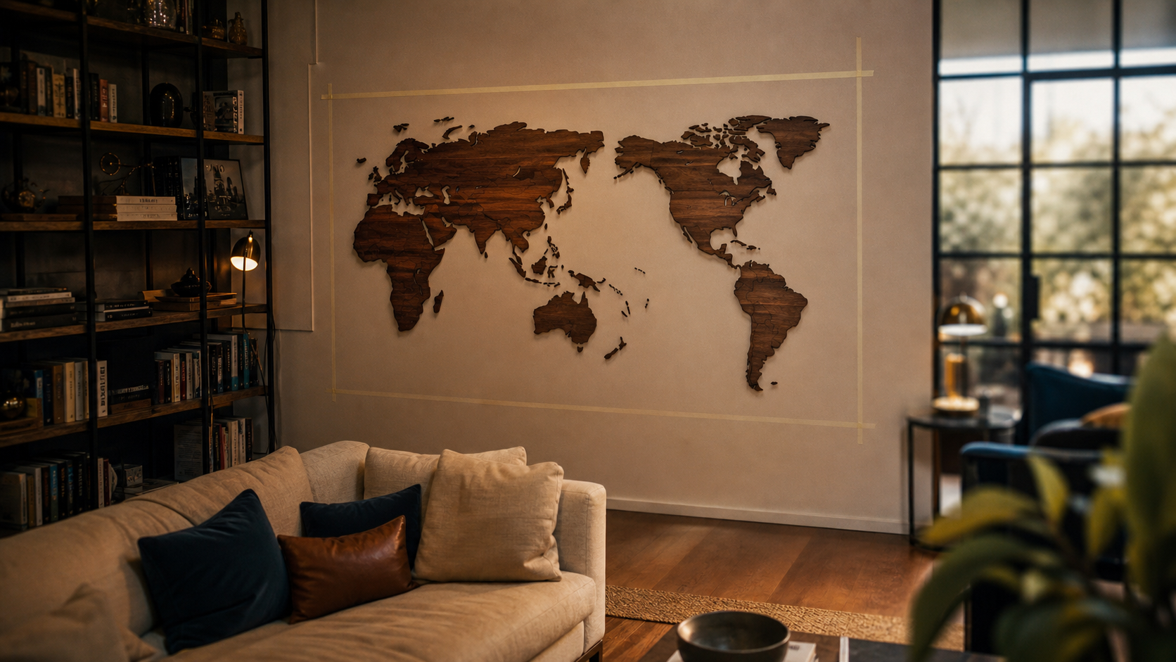Carte mondiale murale grand format 300×150 cm sur mur clair