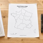 Carte région de france vierge : versions régions, départements, DOM