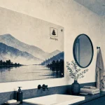 Décoration murale salle de bain : tableau moderne Zen Spa sur meuble vasque