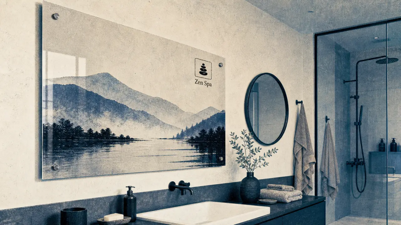 Décoration murale salle de bain : tableau moderne Zen Spa sur meuble vasque