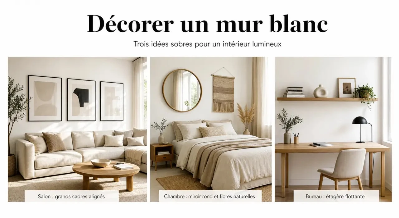 Idées pour decorer mur blanc dans un salon, une chambre et un bureau
