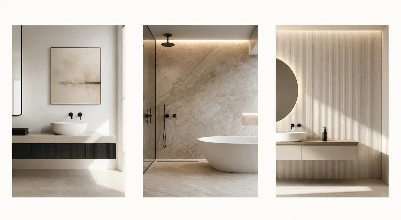 Décoration murale salle de bain : trois ambiances d’inspiration avec tableau mural, panneau décoratif et revêtement mural