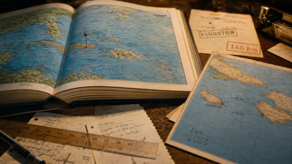 Jamaïque sur une carte du monde : 145 km de Cuba, 191 km d’Hispaniola
