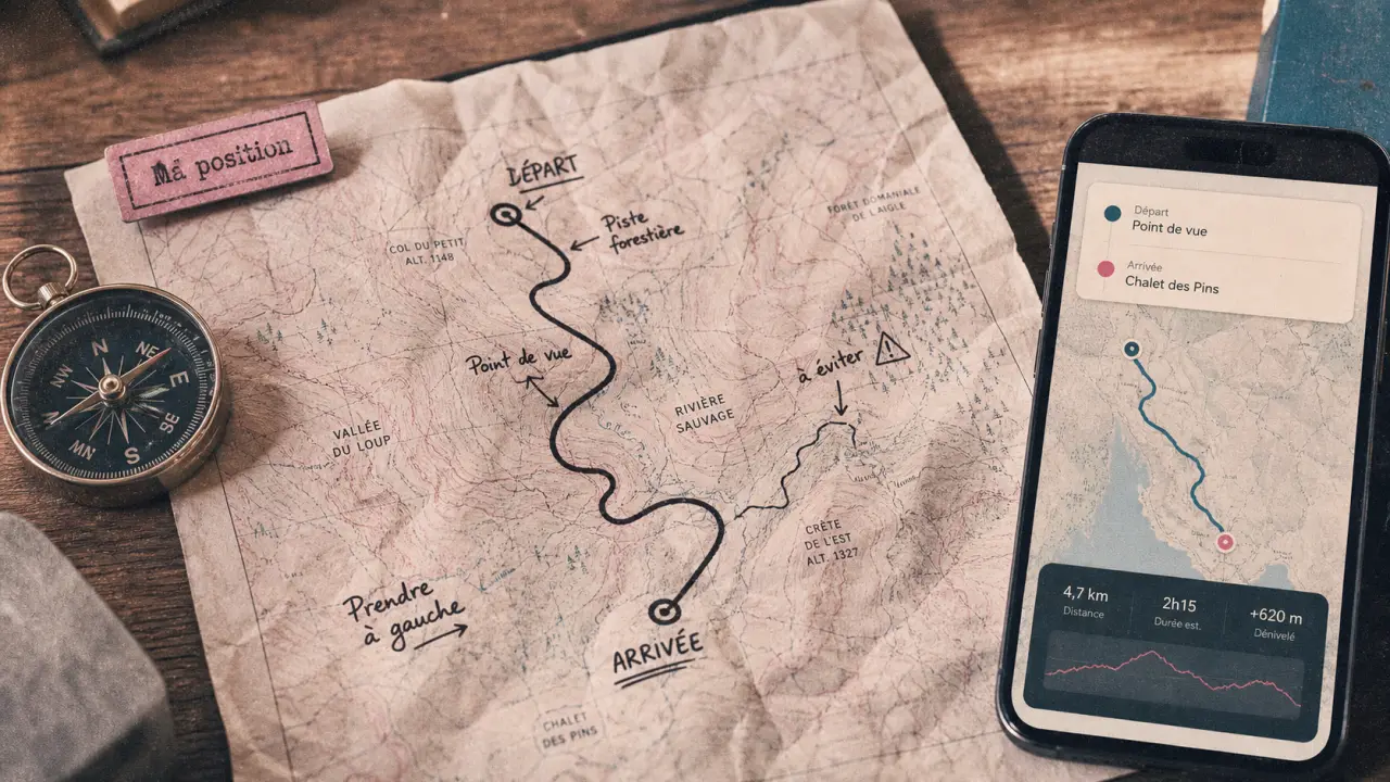 Map français : carte officielle ou OpenStreetMap (photo carte et boussole)