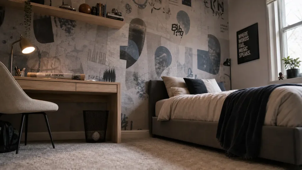 Papier peint chambre ado : styles, matières et adaptations pour un mur réussi
