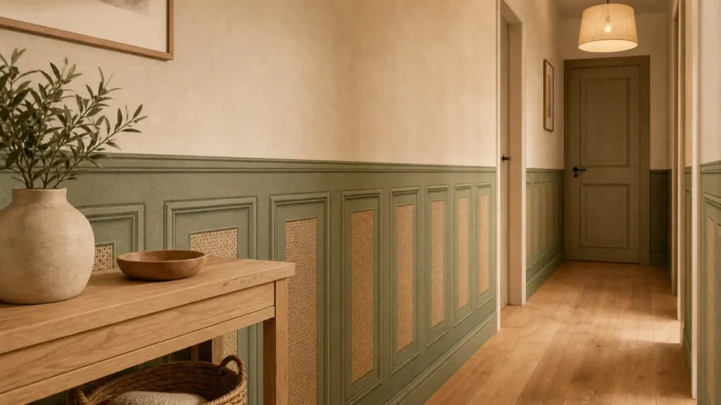 Moulures, cannage ou board and batten : quel papier peint soubassement choisir selon la hauteur du mur ?