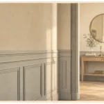 Papier peint soubassement effet boiseries et moulures haussmanniennes
