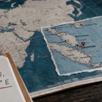 Singapour sur la carte du monde, repère rouge en Asie du Sud-Est