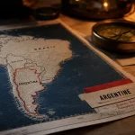 Argentine carte du monde sur papier, Argentine surlignée en rouge
