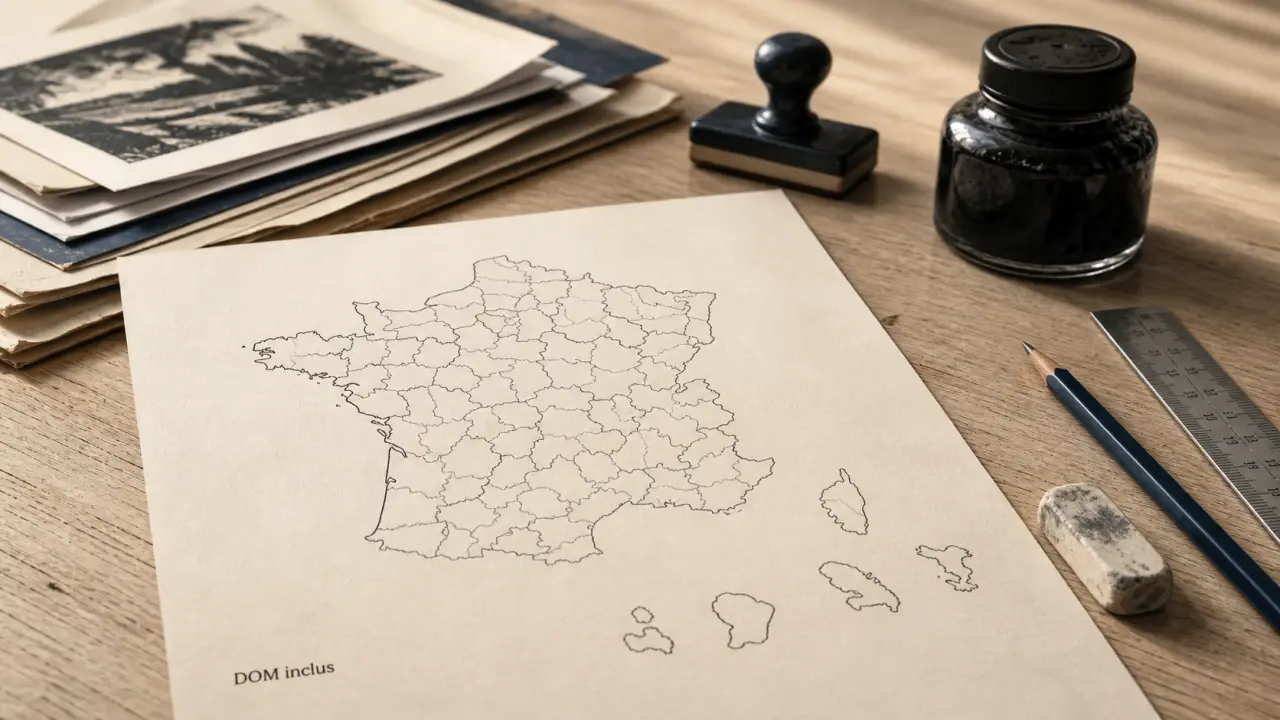Carte de france departement vierge à imprimer, DOM inclus