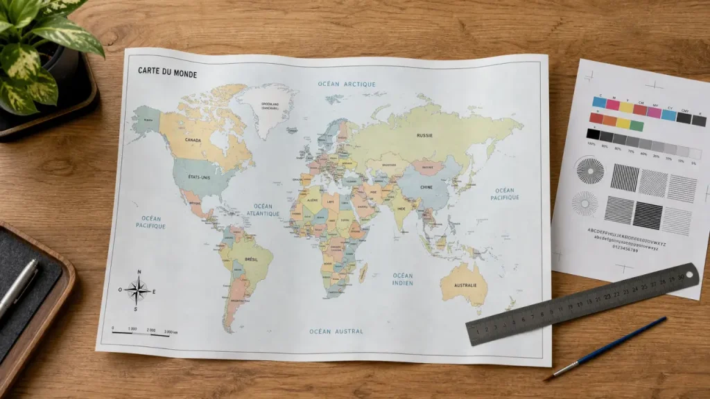 Carte du monde à imprimer PDF : le format précis pour éviter un fichier flou