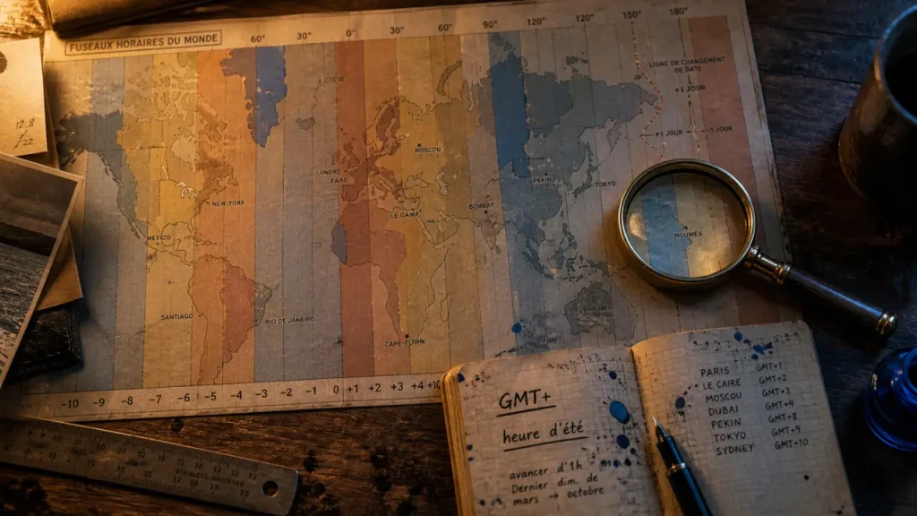 GMT, villes et heure d’été : lire une carte du monde des fuseaux horaires sans se tromper