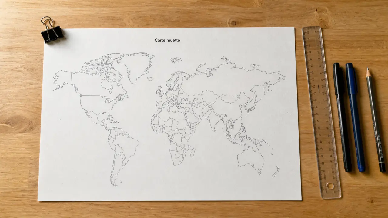 Carte du monde sans les noms : carte muette à imprimer PDF