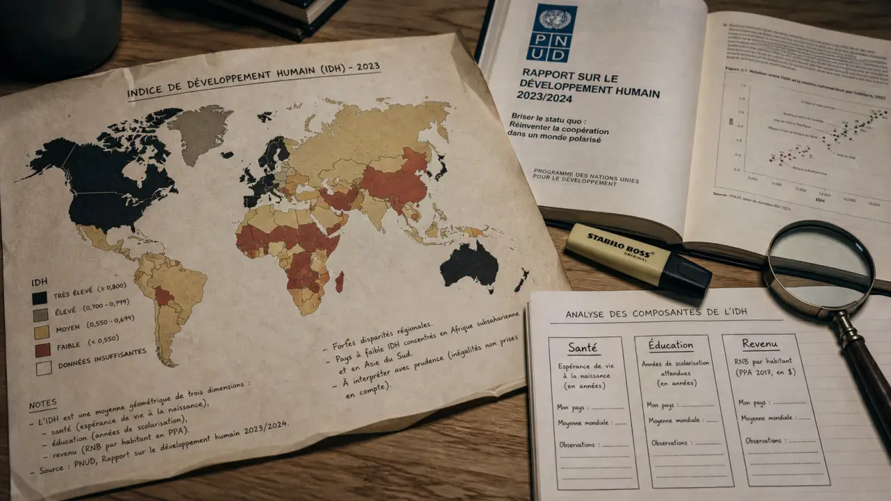 Carte IDH dans le monde : écarts de développement, comparer sans confondre richesse