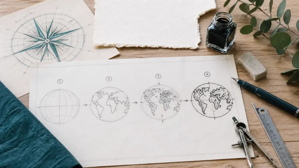 Dessiner la carte du monde facilement : proportions, continents et finitions