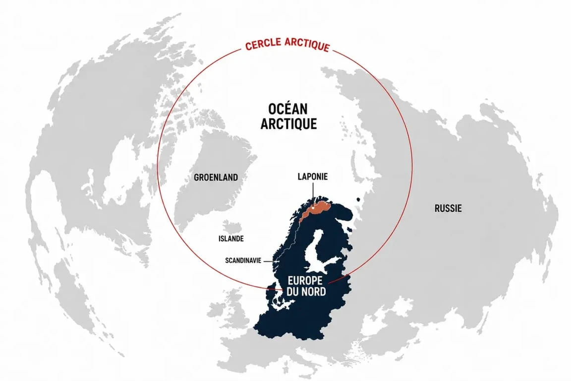 Laponie carte monde avec la localisation de la région en Europe du Nord