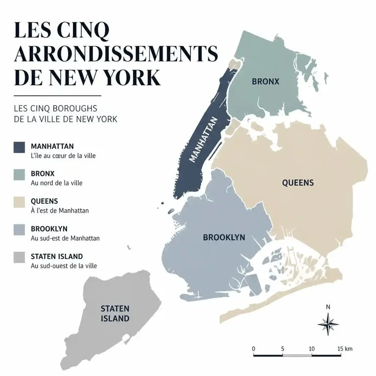 Carte des cinq boroughs de New York pour préparer son séjour