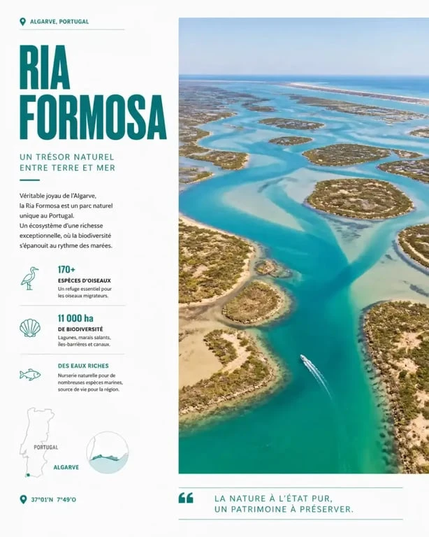 Carte sud Portugal : vue aérienne de la Ria Formosa en Algarve