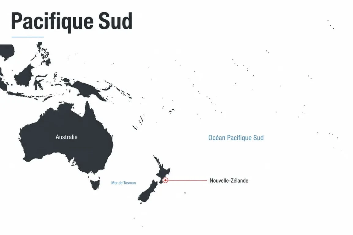 carte du monde nouvelle zélande située au sud-est de l’Australie
