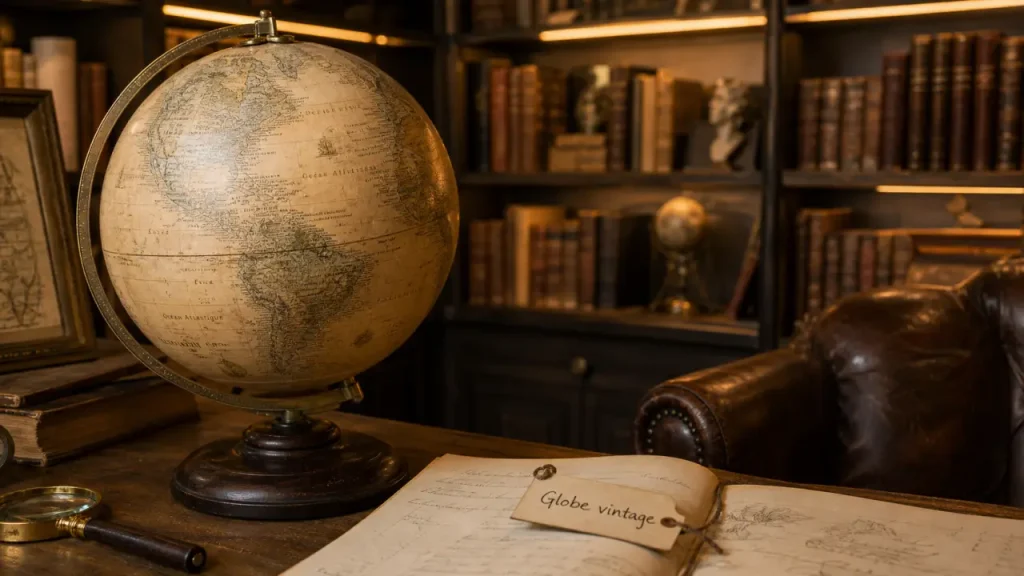 Globe terrestre ancien : le diamètre, le support et la finition font la différence