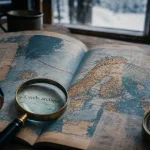 Laponie carte monde : cercle arctique sur atlas ouvert