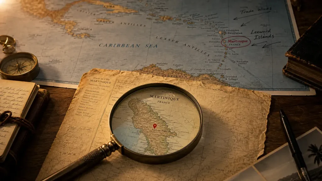 Martinique sur une carte du monde : entre Caraïbes, Antilles et France métropolitaine