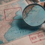 New York sur une carte du monde, côte Est des États-Unis