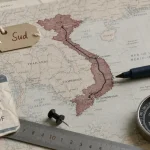 Vietnam carte du monde surligné en rouge, frontières et régions
