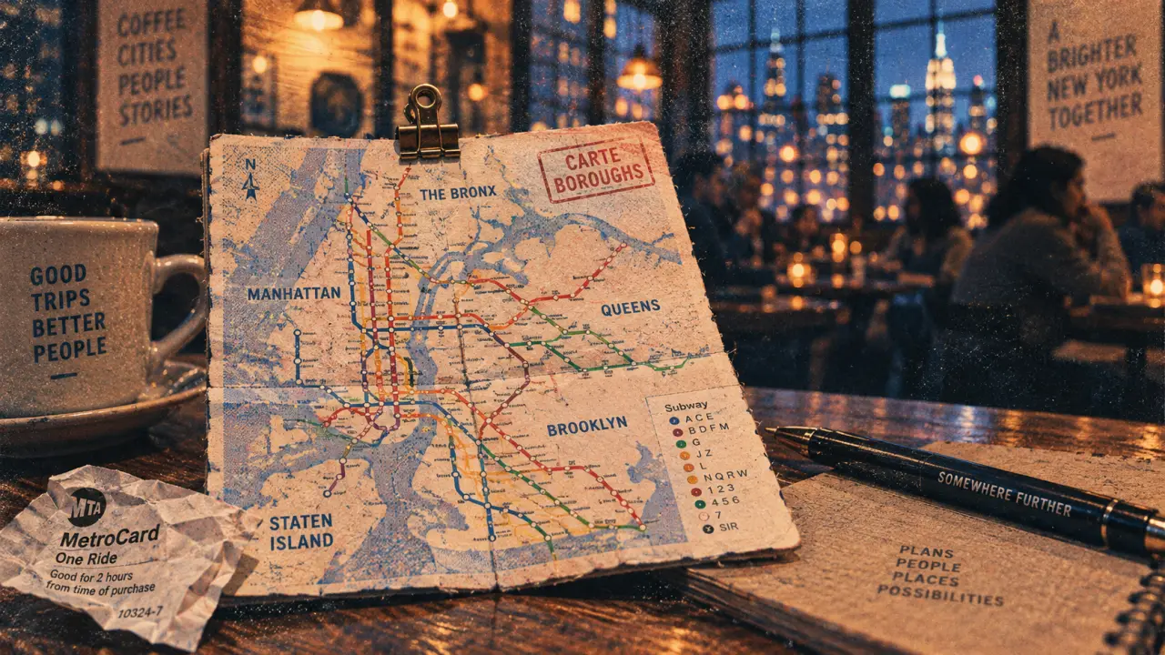 Carte new york des boroughs à New York, plan papier et métro