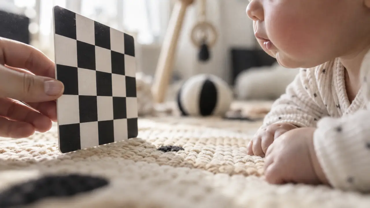 Carte noir et blanc bébé à 25 cm pour éveiller le regard