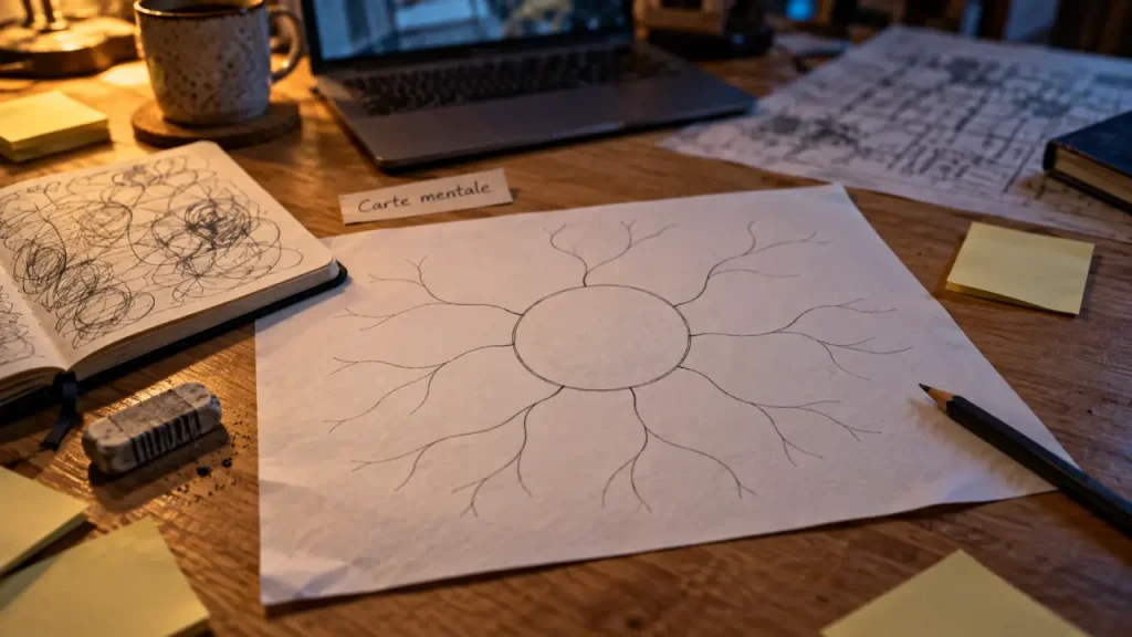 Cartes mentales vierges : une structure prête à remplir pour organiser vos idées