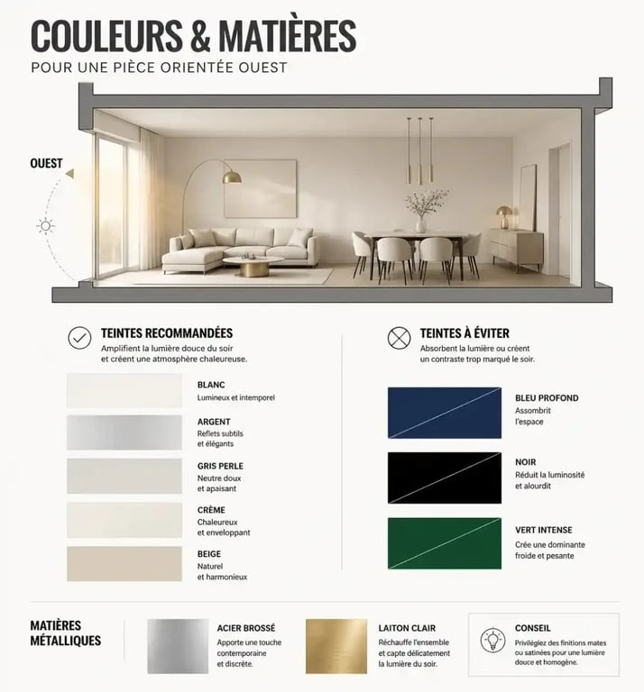 Nuancier feng shui couleur ouest avec teintes à privilégier et à éviter