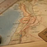 Liban sur carte du monde, au Moyen-Orient, près Méditerranée