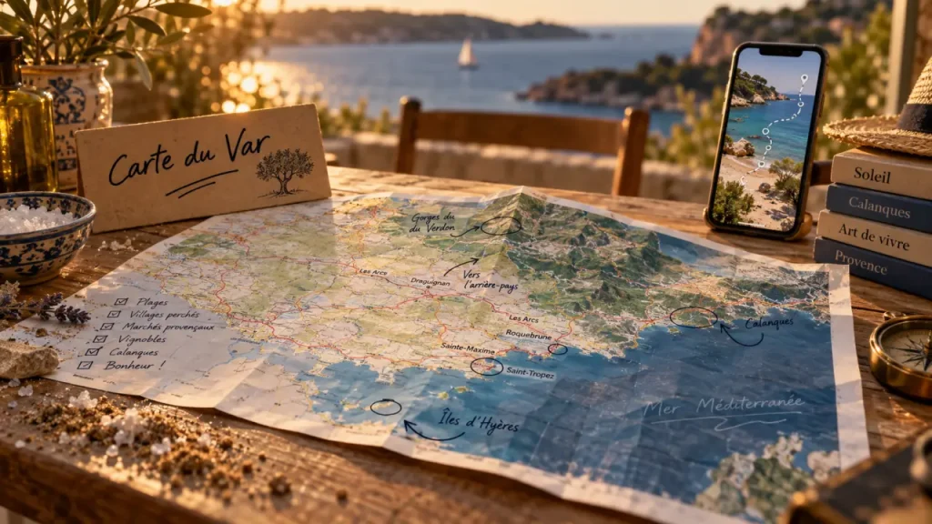 Carte du Var : repérez routes, plages, îles et villages selon votre itinéraire