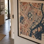 Affiches villes du monde : Plan Tokyo en risographie encadrée