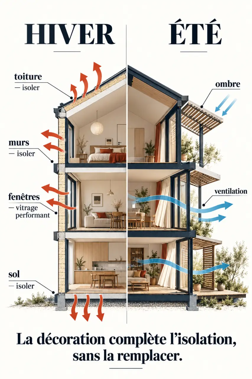 Optimiser la performance thermique de sa maison pour mieux décorer : déperditions de chaleur, protections solaires et solutions décoratives